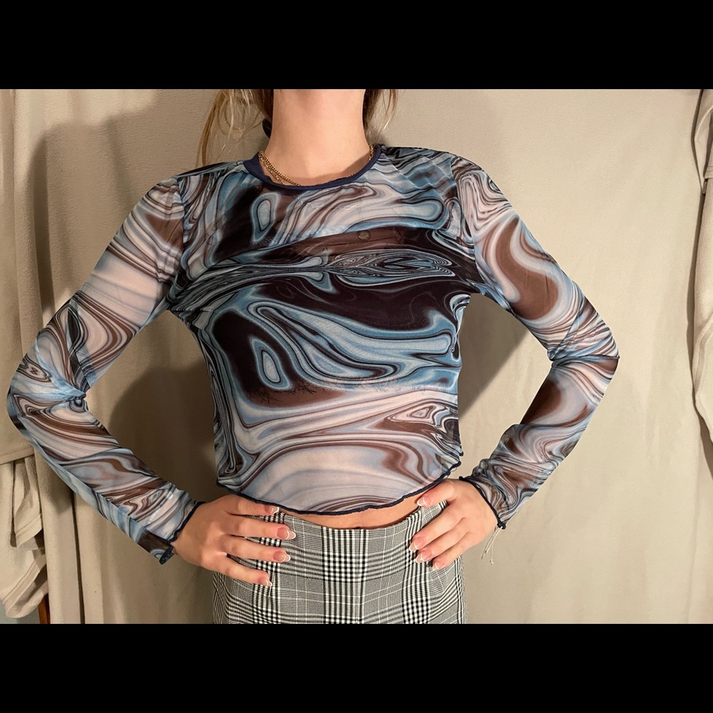 Blue Groovy Crop Top